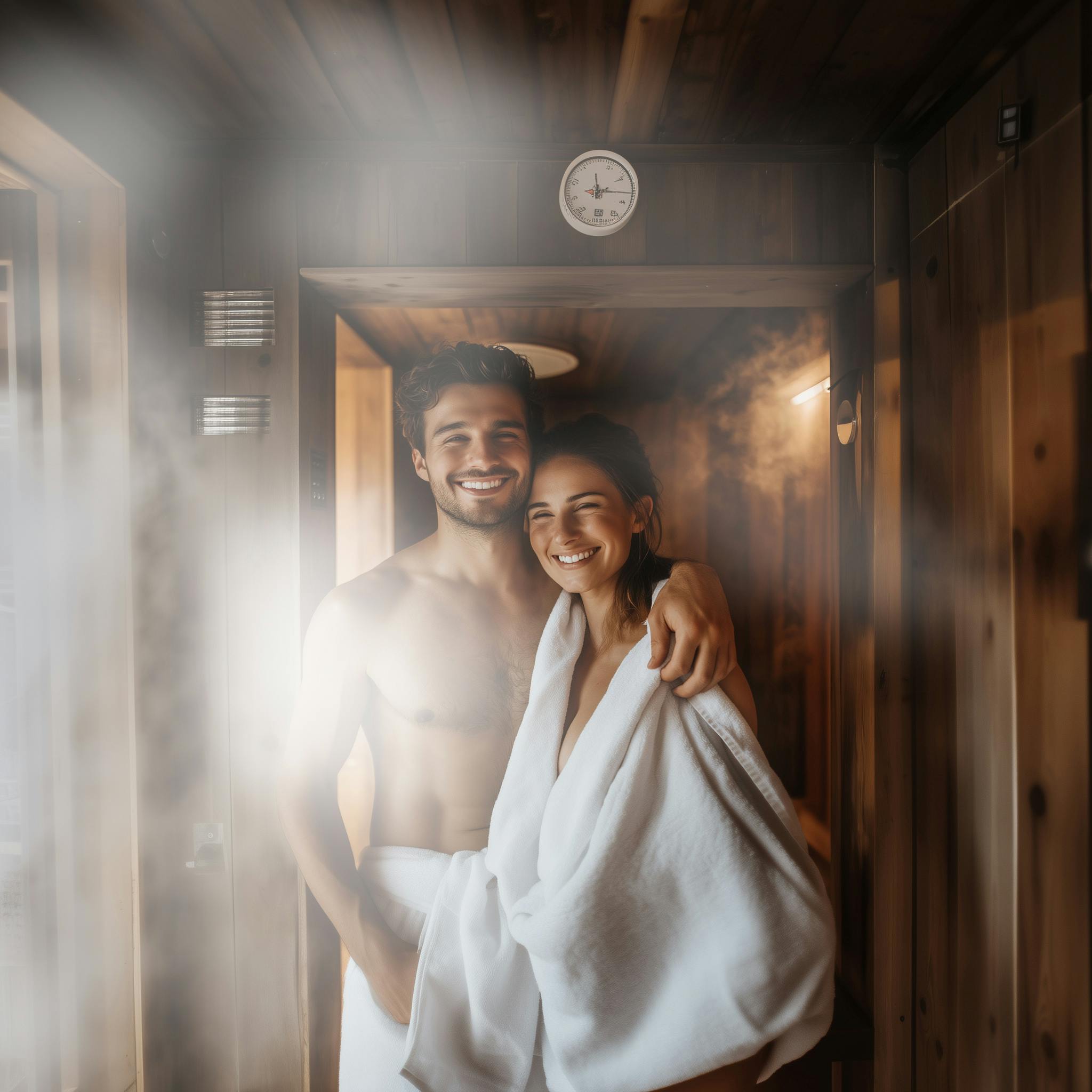 Pärchen in der Sauna zum Saunafestival.