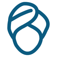 Face with hair turban blue