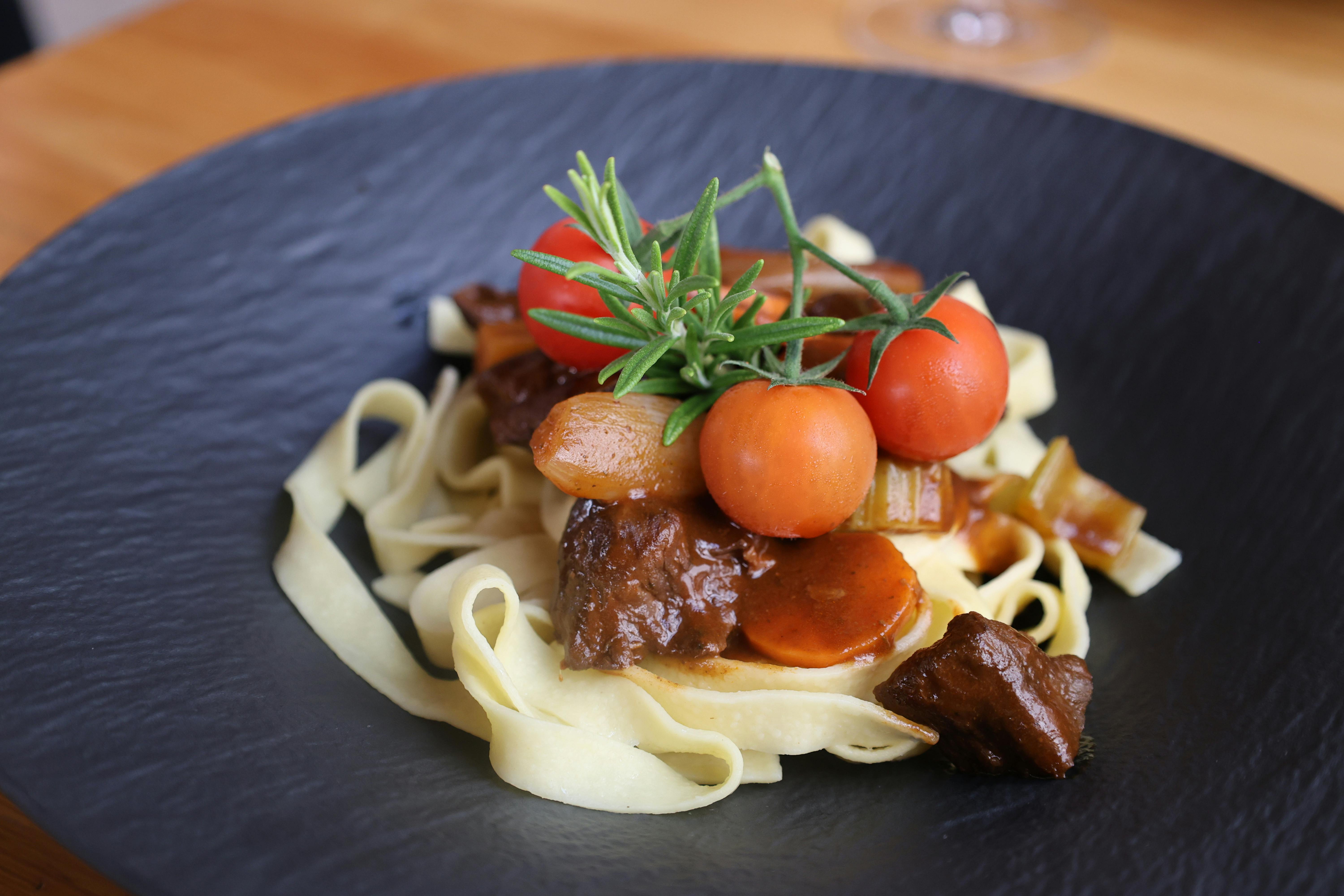 Tender braised lamb ragout with tagliatelle