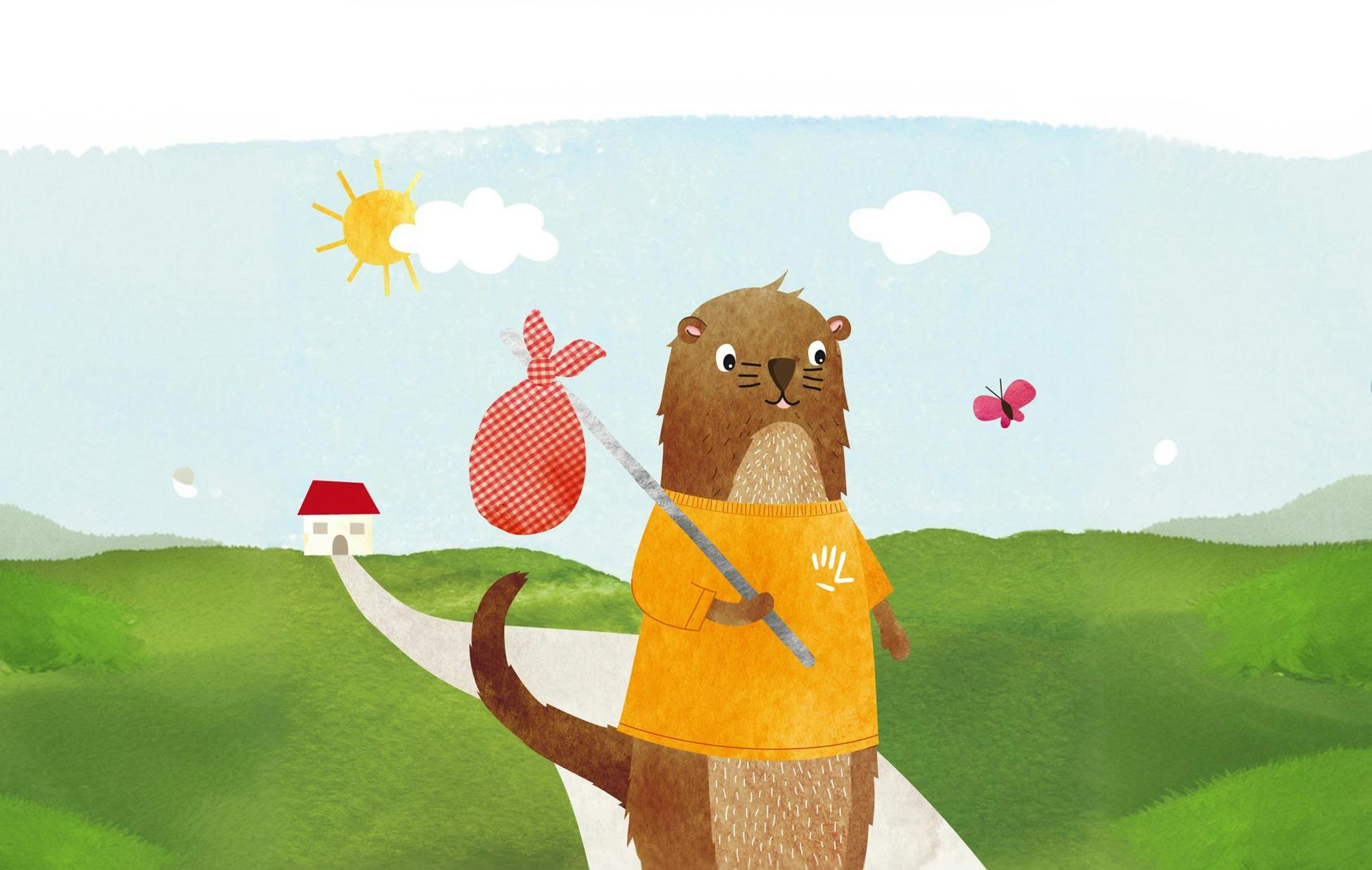 Otto the otter goes on a hike