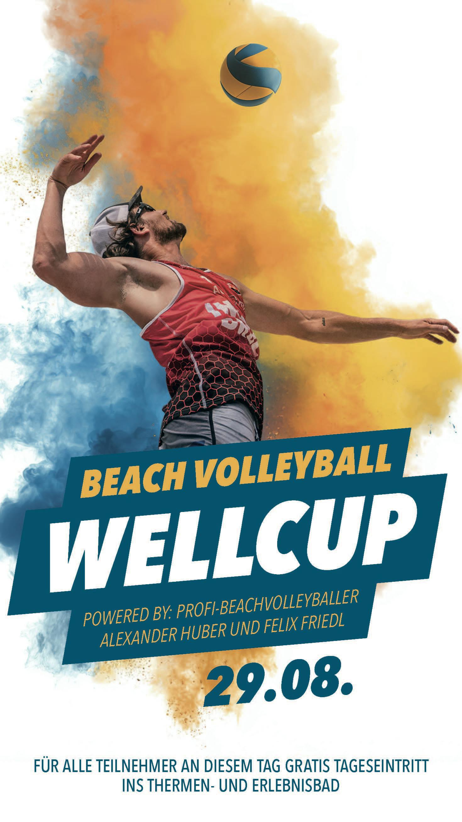 Baggern, pritschen, smashen: Am 29. August 2026 steigt der BEACH Volleyball WELLCUP 4.0 im Thermenresort Loipersdorf!