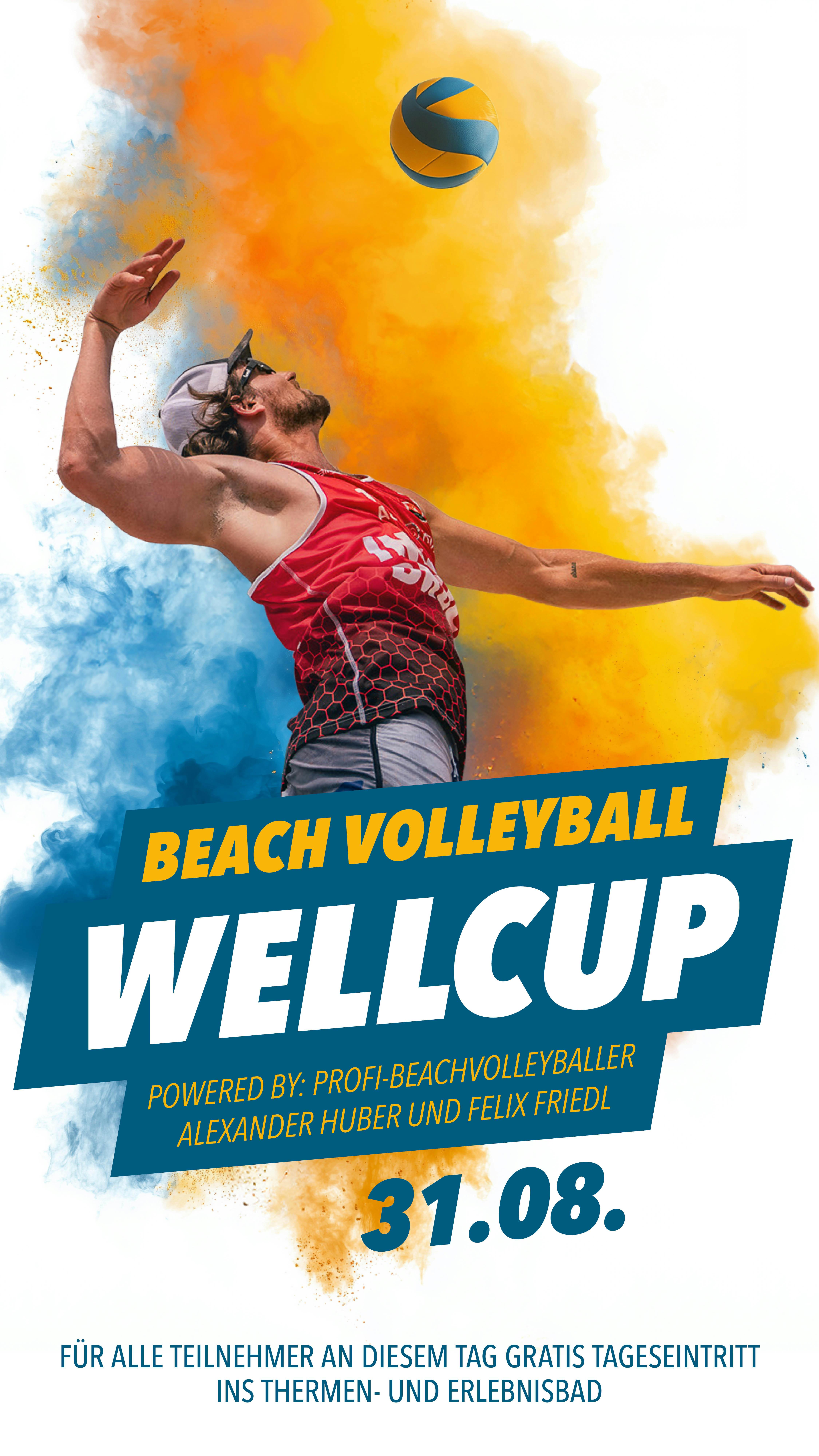 Baggern, pritschen, smashen: Am 31. August 2025 steigt der BEACH Volleyball WELLCUP  3.0 im Thermenresort Loipersdorf!