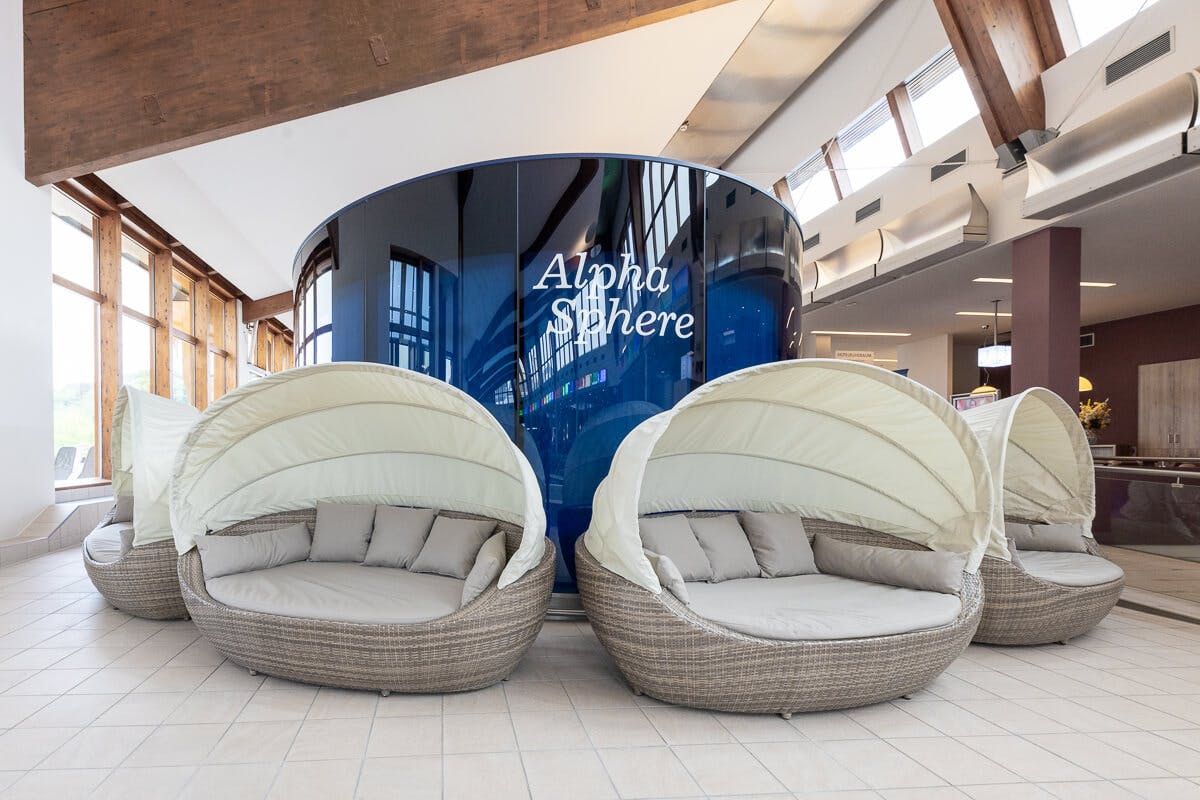 Relax loungers in the thermal spa.